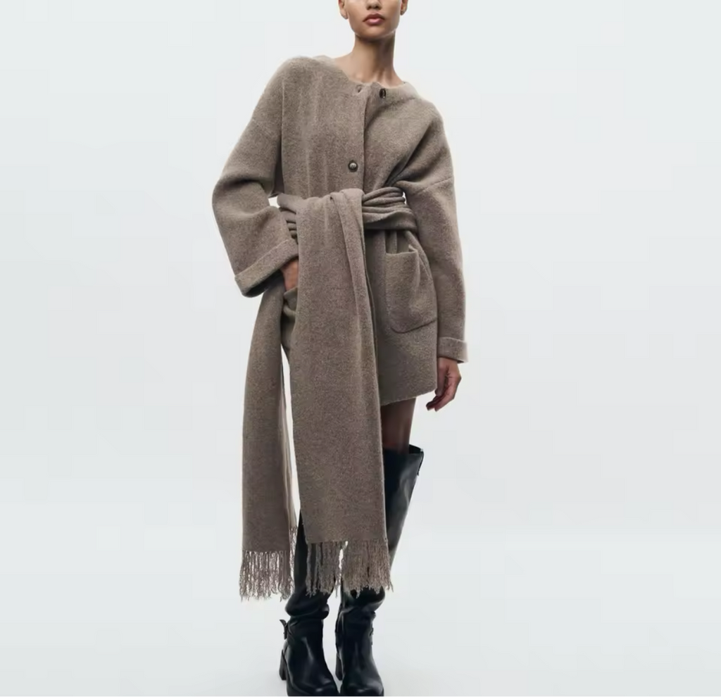 Casual Strickjacke mit Schal Luxtale store